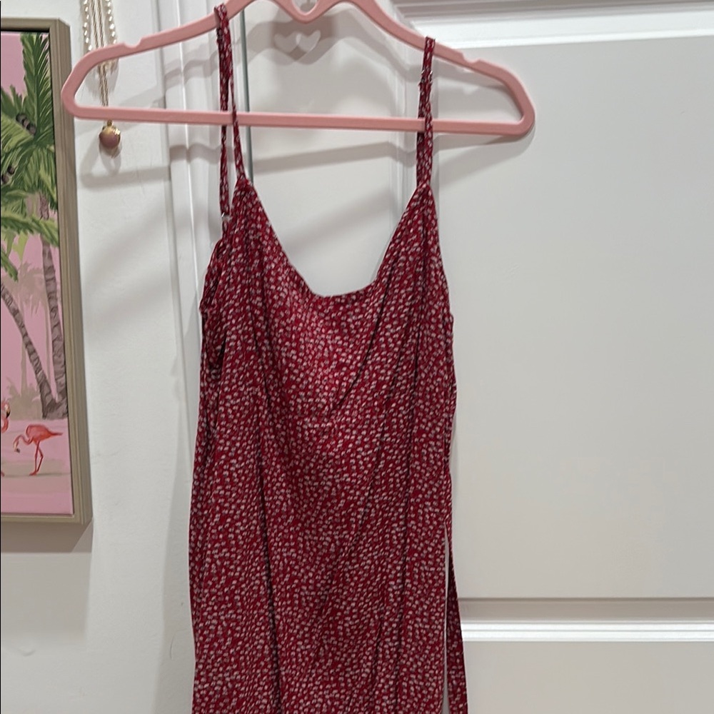 Brandy Melville Red Floral Spaghetti Strap Dress
